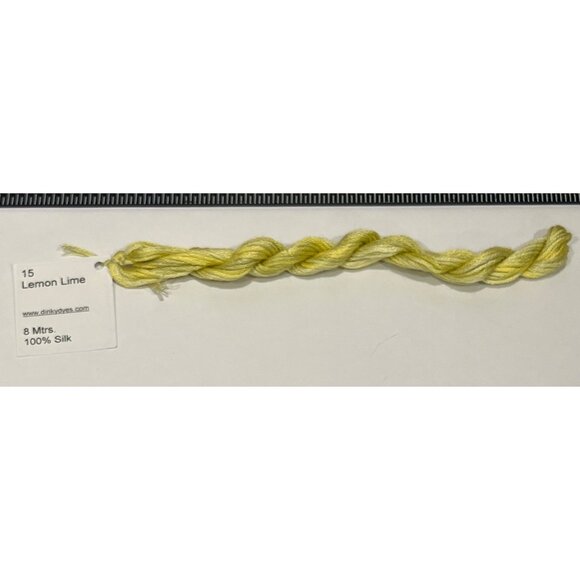 Dinky Dyes #15 Lemon Lime 100% Silk Embroidery Thread 8 Mtrs Cross Stitch - Picture 2 of 3